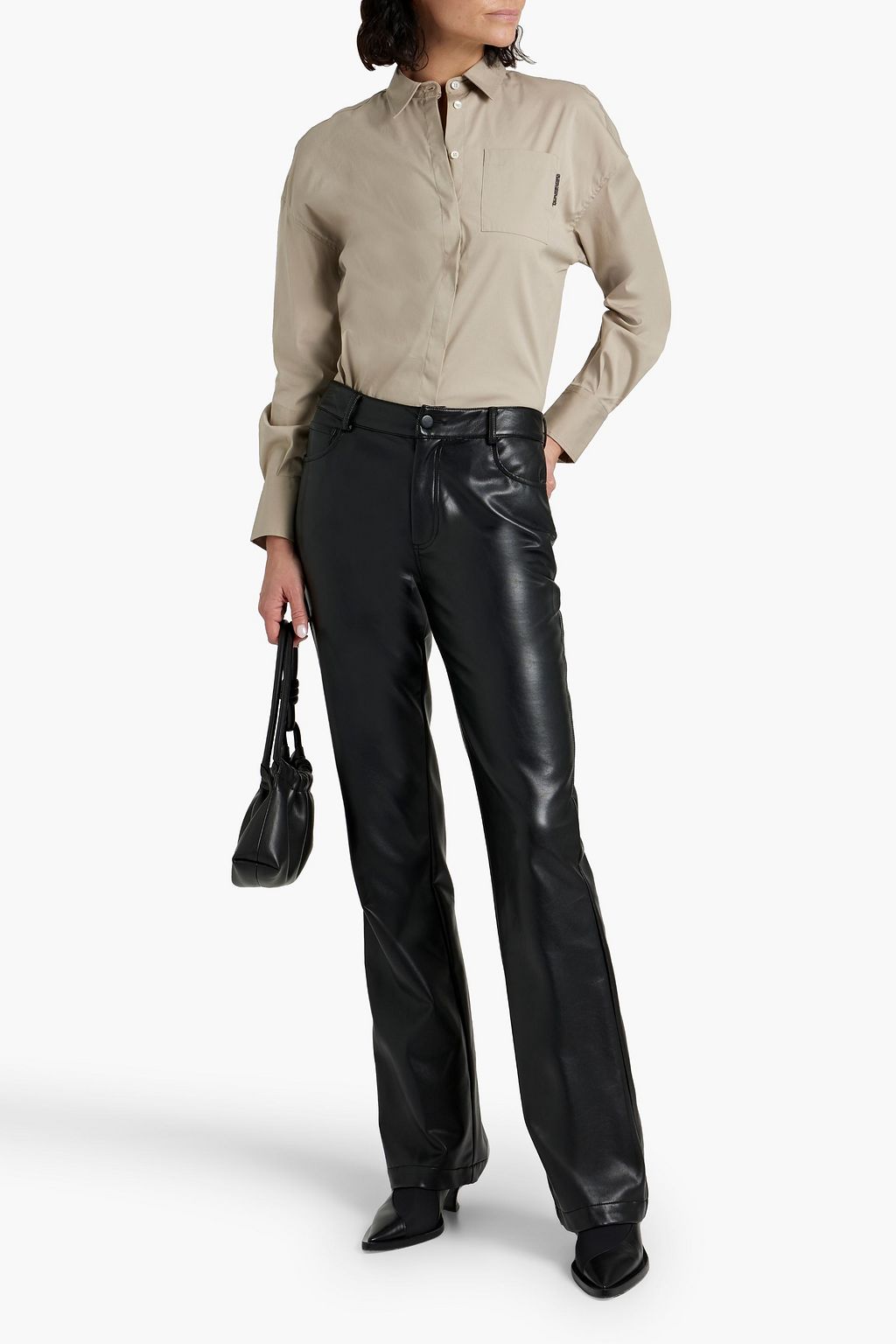 BRUNELLO CUCINELLI Bead-embellished cotton-blend poplin shirt