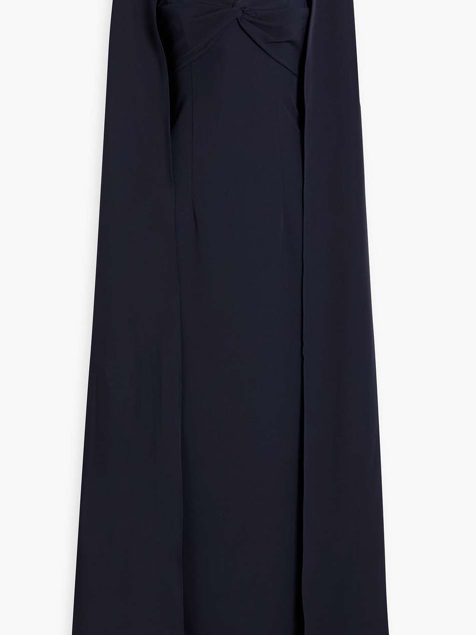 cape-effect twisted stretch-crepe gown
