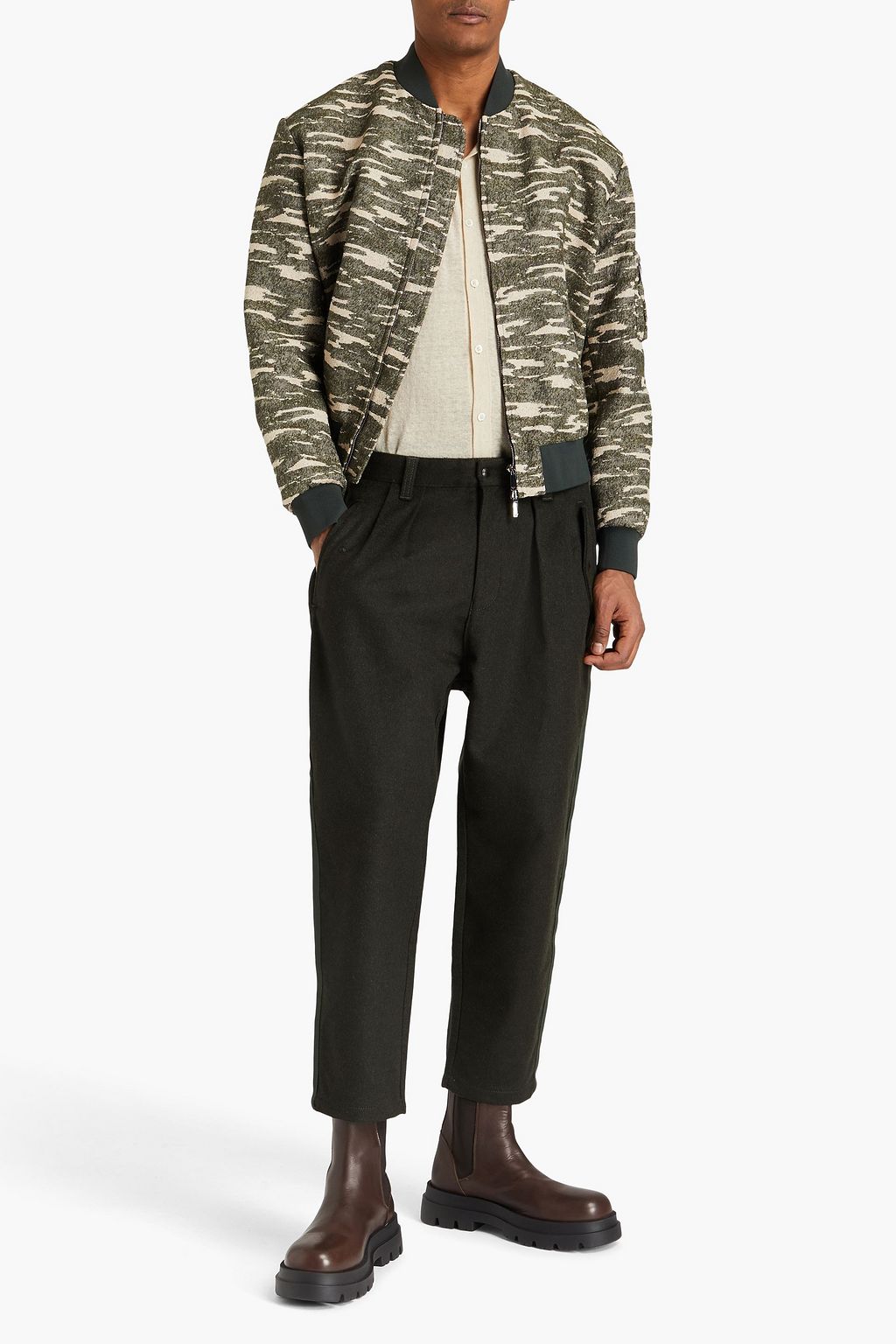 EMPORIO ARMANI 펠트 크롭 테이퍼드 팬츠