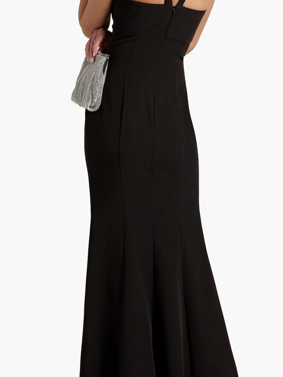 cutout bow-detailed stretch-crepe gown