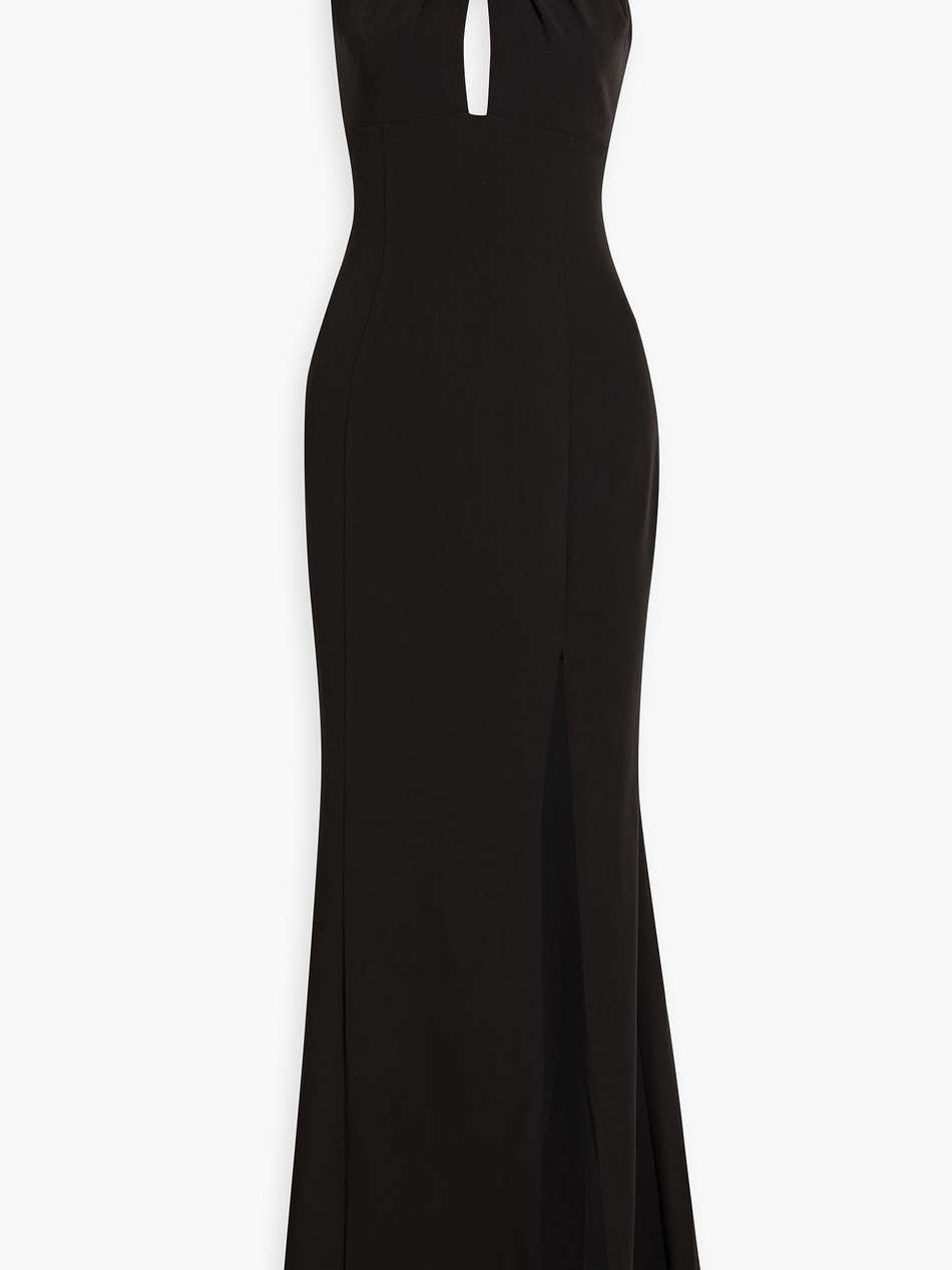 cutout bow-detailed stretch-crepe gown