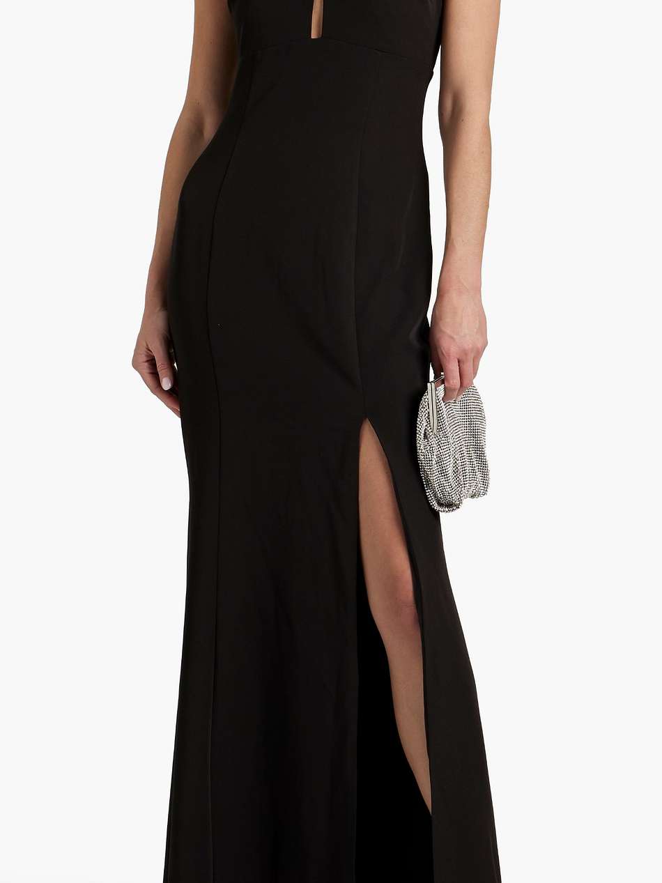 cutout bow-detailed stretch-crepe gown