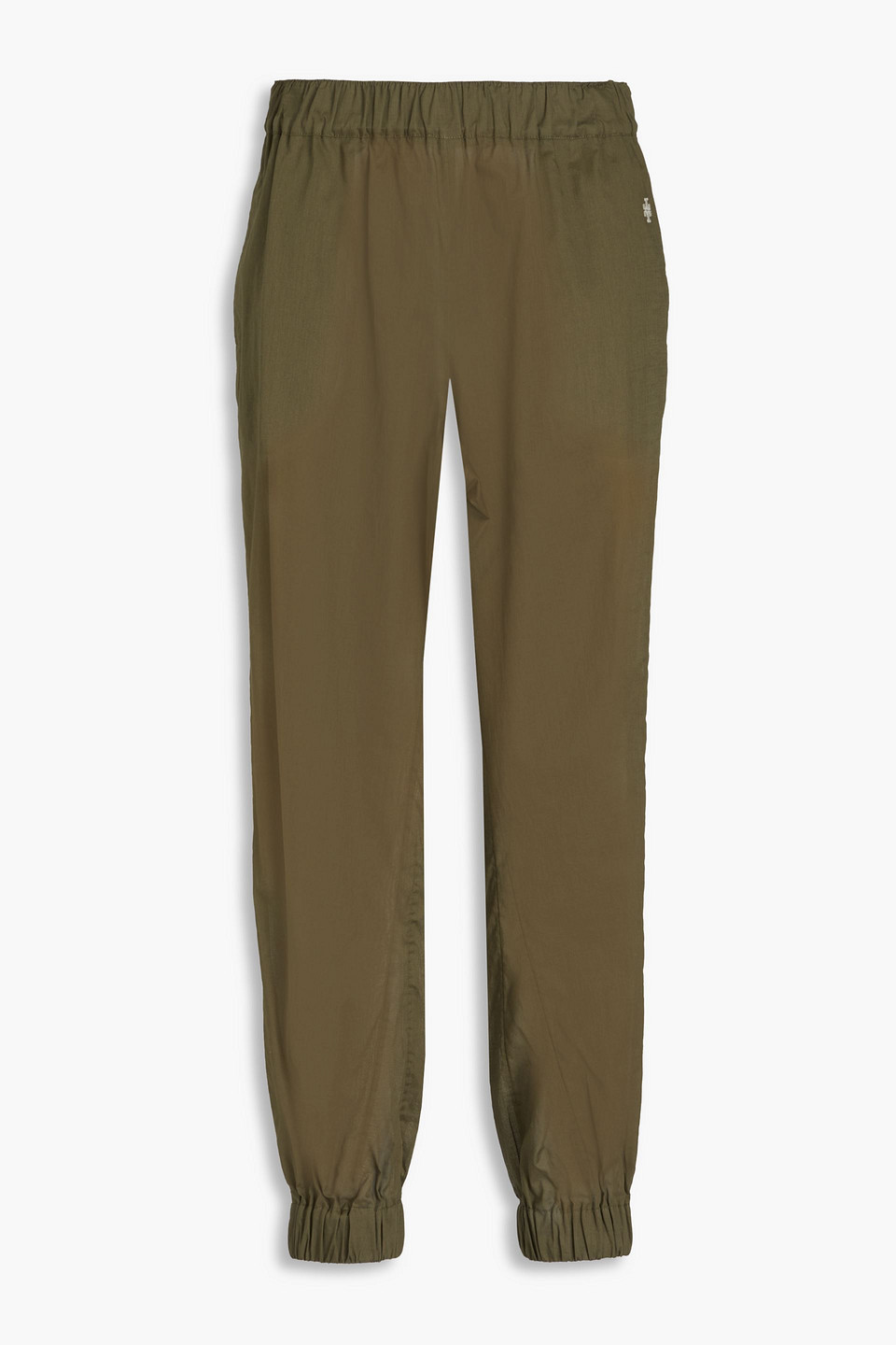 Tory Burch Cotton-voile Tapered Trousers In Green