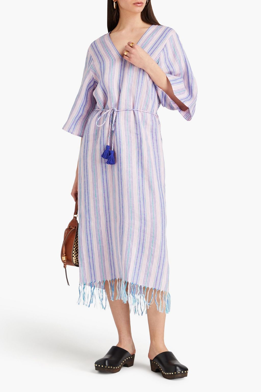 TORY BURCH 스트라이프 리넨 카프탄