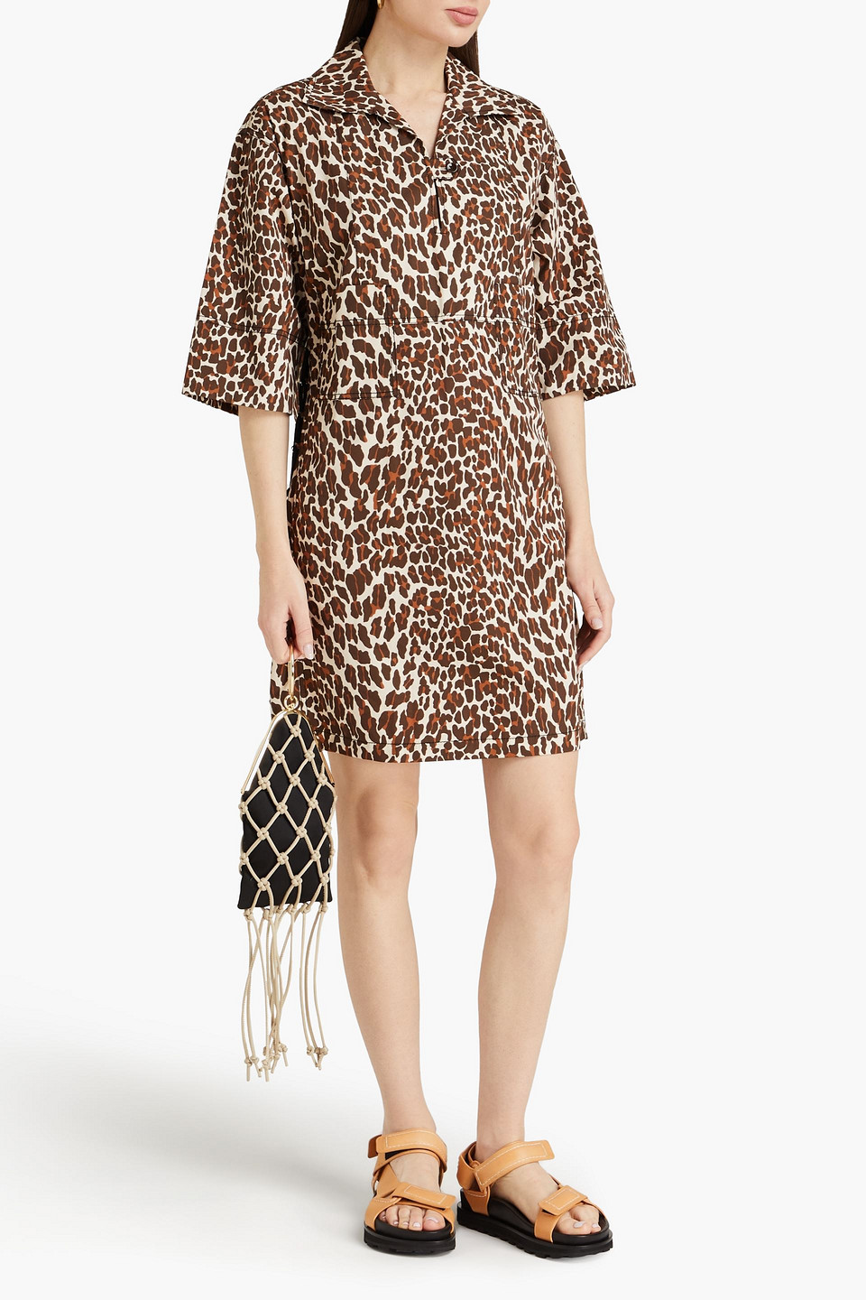 TORY BURCH LEOPARD-PRINT COTTON-POPLIN MINI DRESS