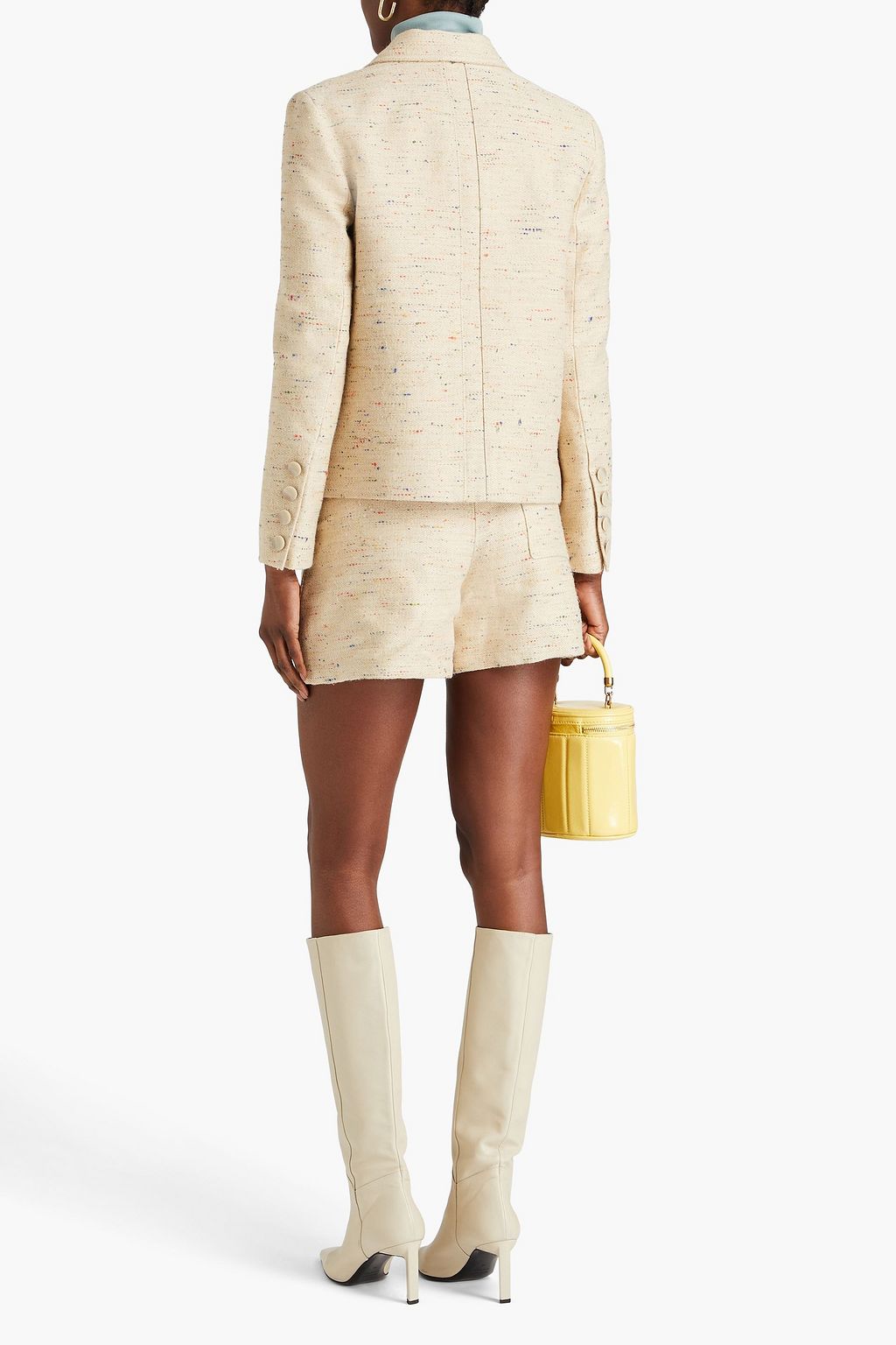 TORY BURCH جاكيت من التويل وقماش الدونيغال بصفين من الأزرار