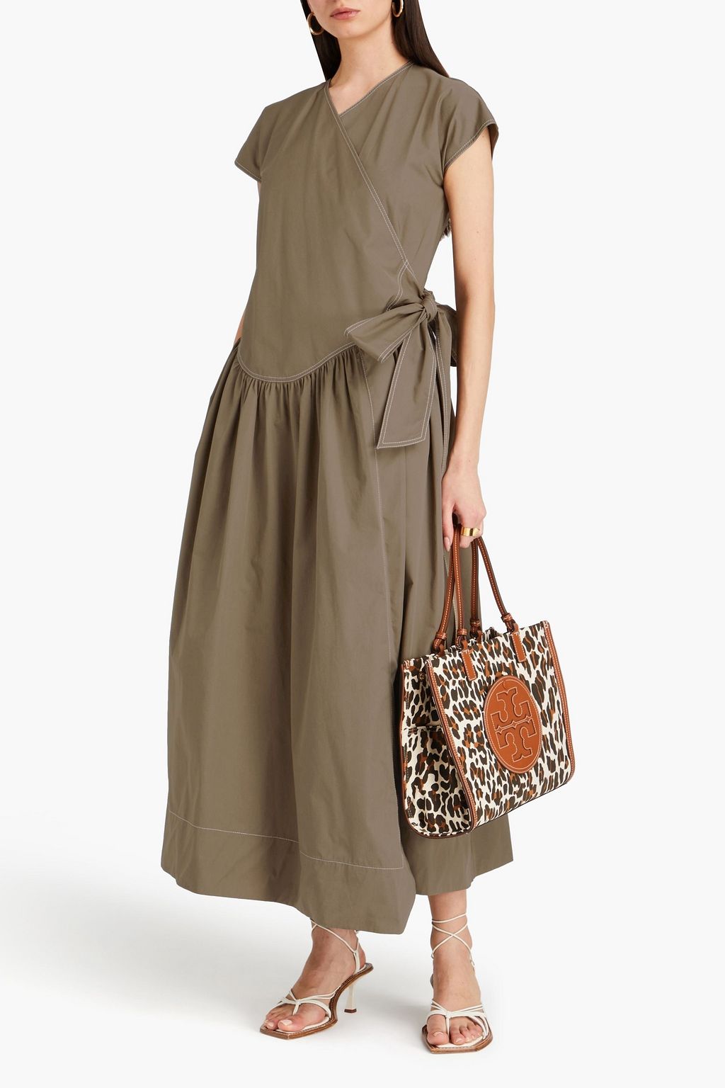 TORY BURCH 코튼 포플린 미디 랩 드레스