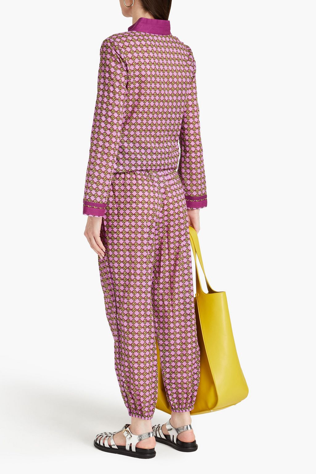 TORY BURCH 레오파드 프린트 코튼 테이퍼드 팬츠