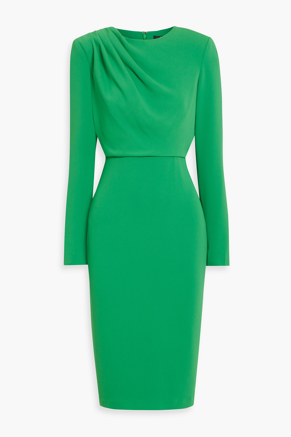 Shop Badgley Mischka Draped Crepe Dress In Green