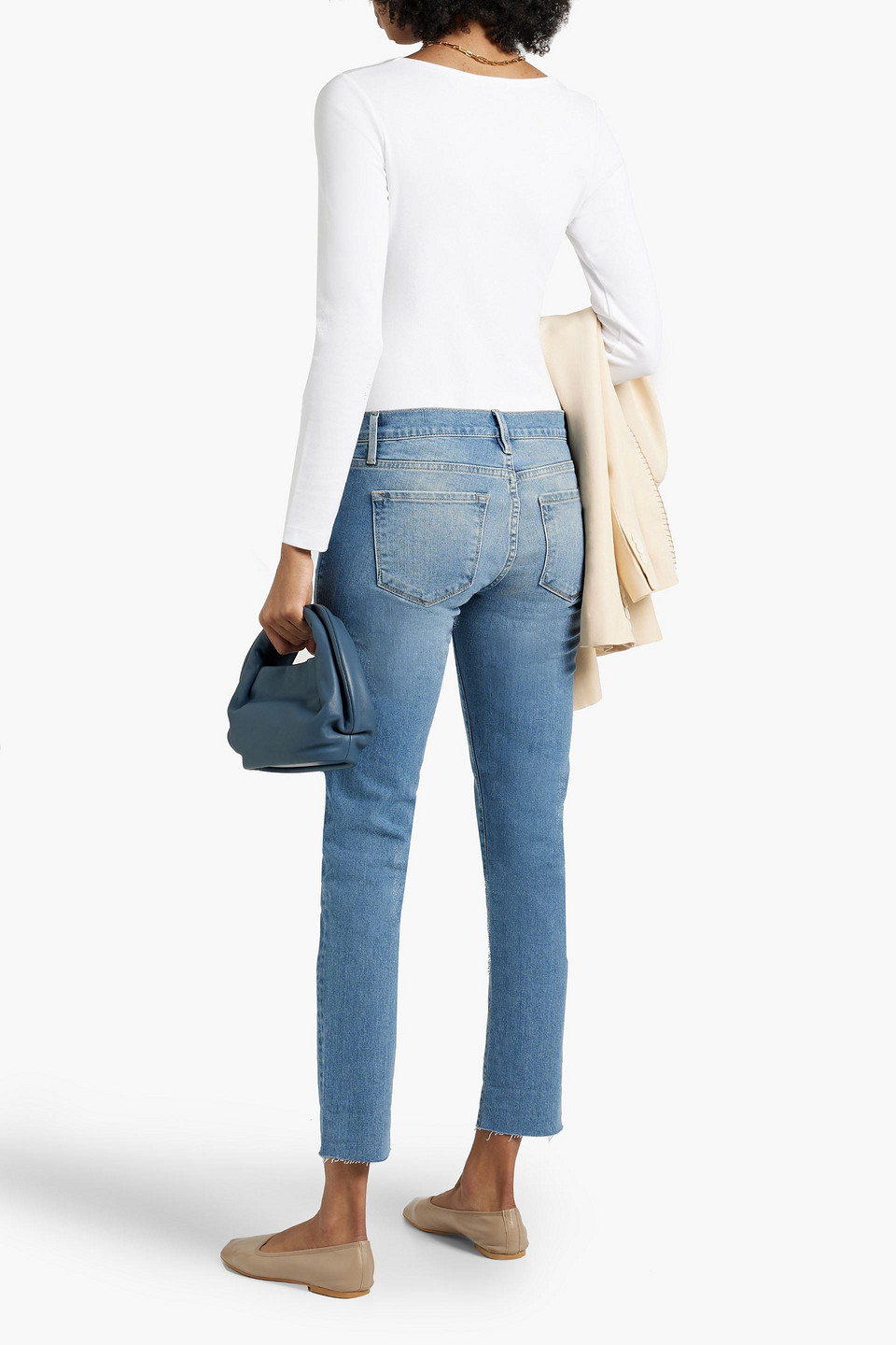 Shop Frame Le Garcon Mid-rise Slim-leg Jeans In Mid Denim