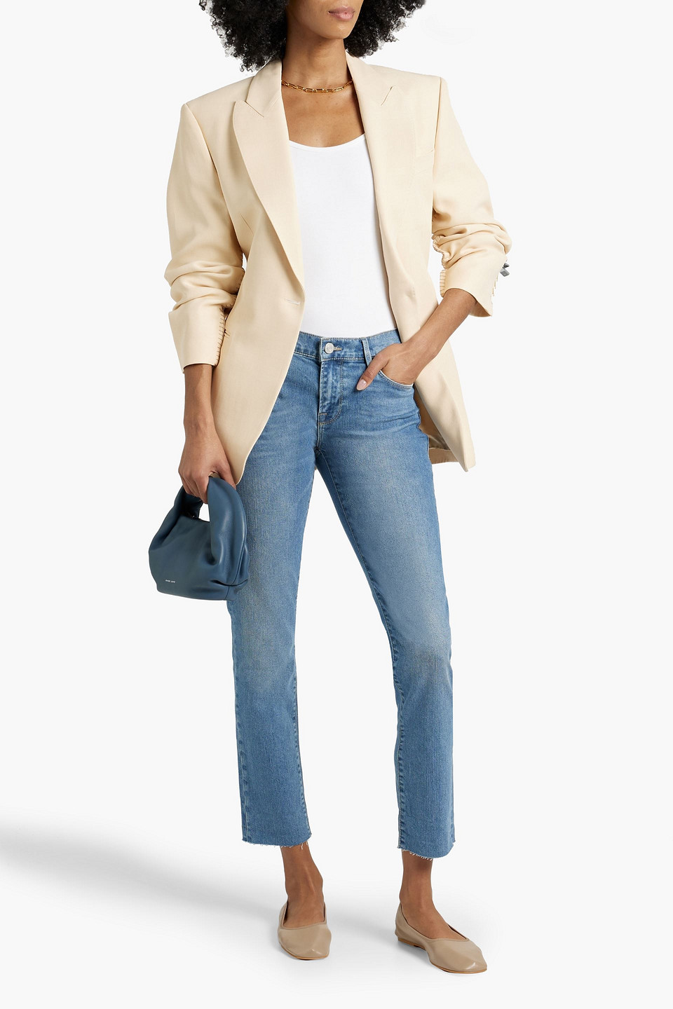 Shop Frame Le Garcon Mid-rise Slim-leg Jeans In Mid Denim