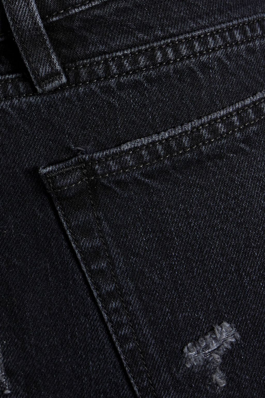 FRAME Low Boot distressed low-rise bootcut jeans