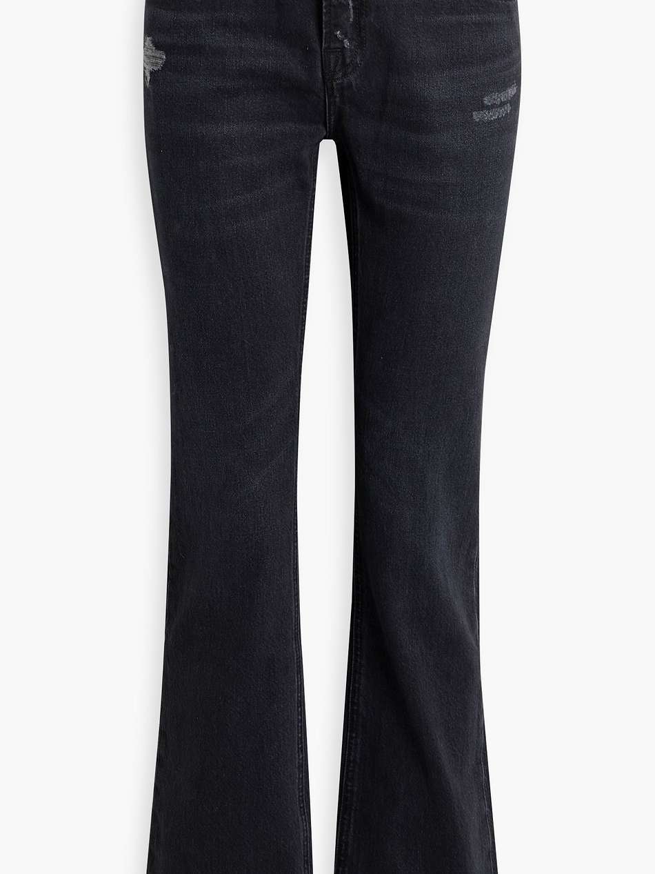 low boot distressed low-rise bootcut jeans