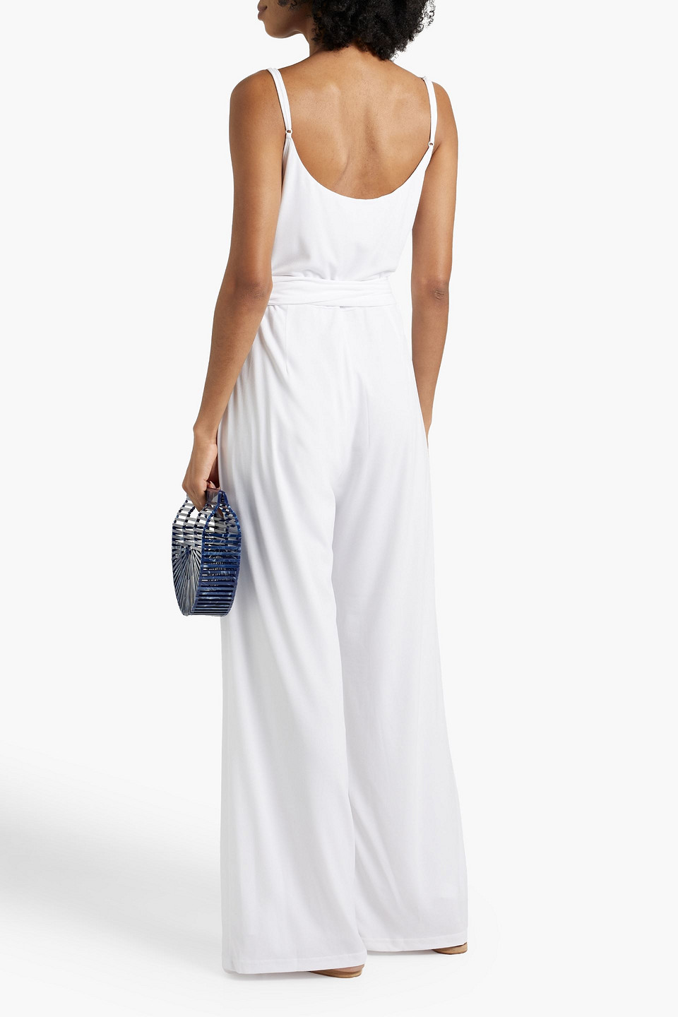 MELISSA ODABASH DRU WRAP-EFFECT STRETCH-CREPE WIDE-LEG JUMPSUIT