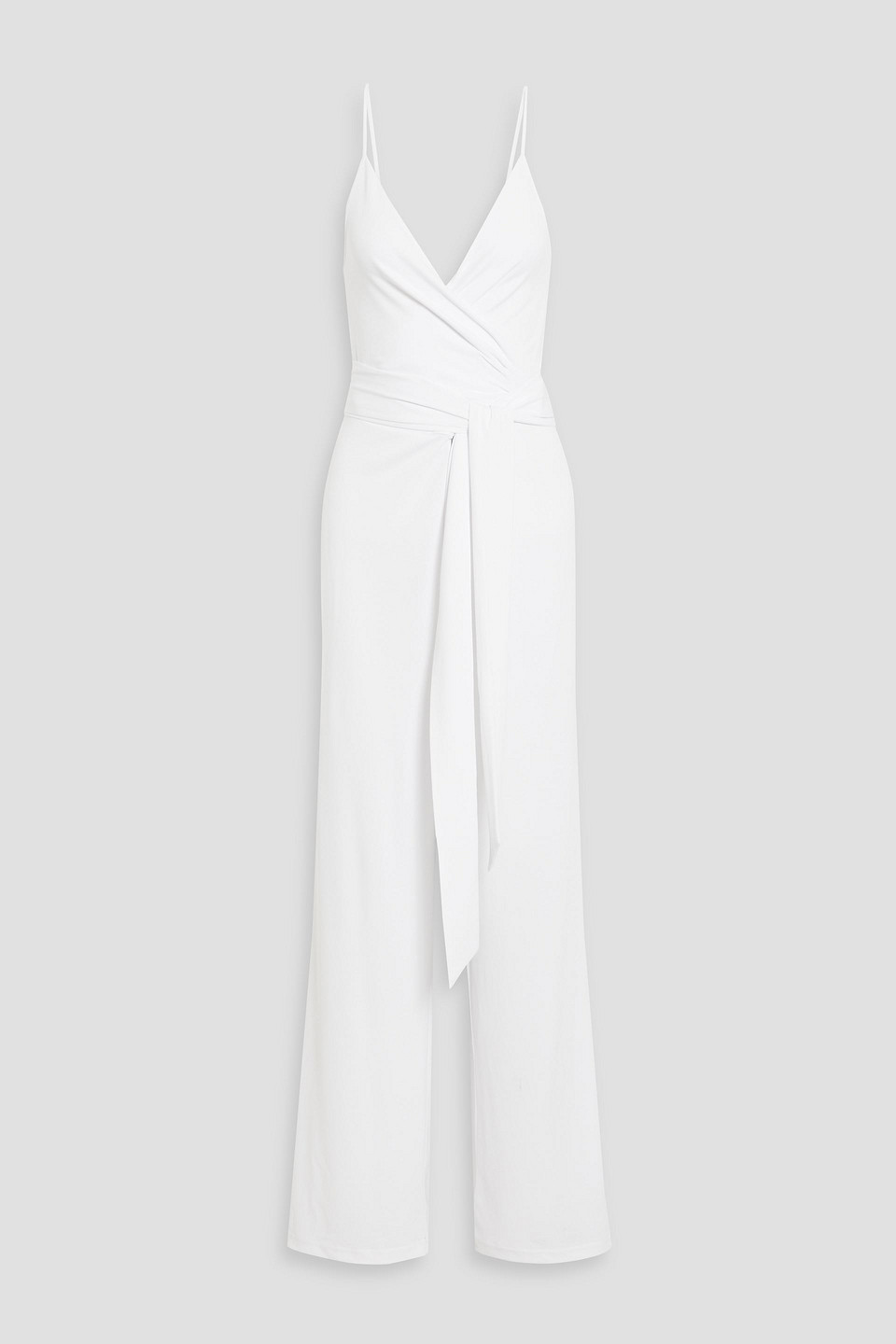 Melissa Odabash Dru Belted Wrap-effect Crepe Jumpsuit In White