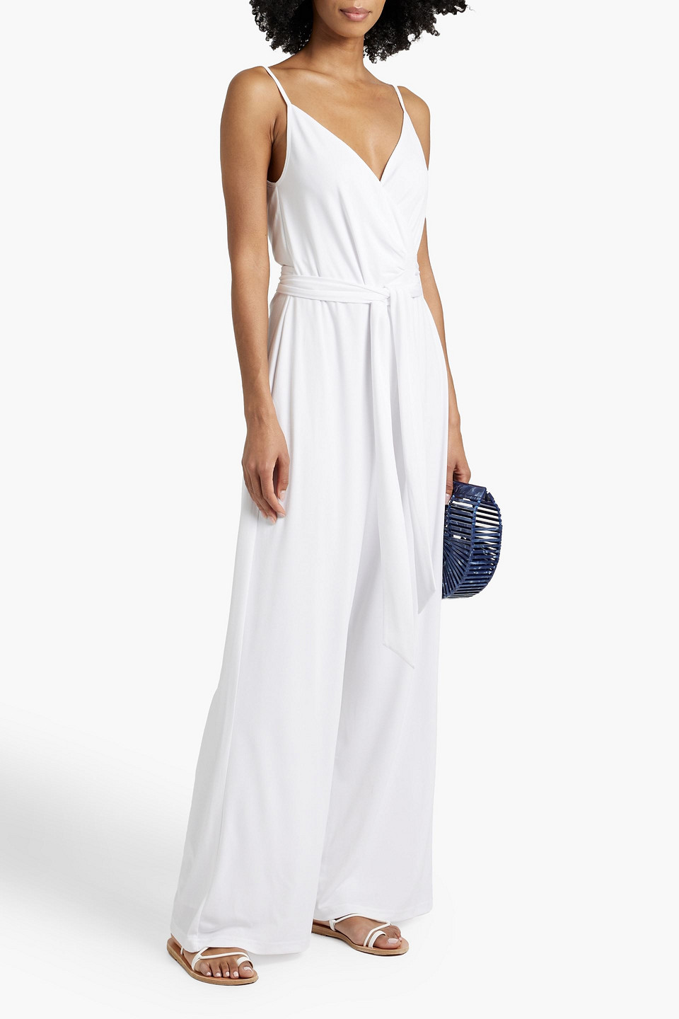 MELISSA ODABASH DRU WRAP-EFFECT STRETCH-CREPE WIDE-LEG JUMPSUIT