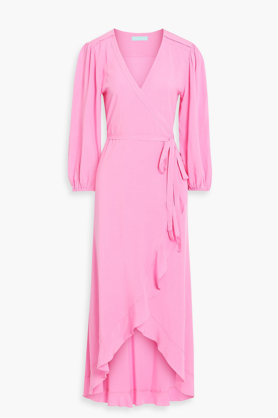 Melissa Odabash Taylor Ruffled Woven Midi Wrap Dress In Bubblegum