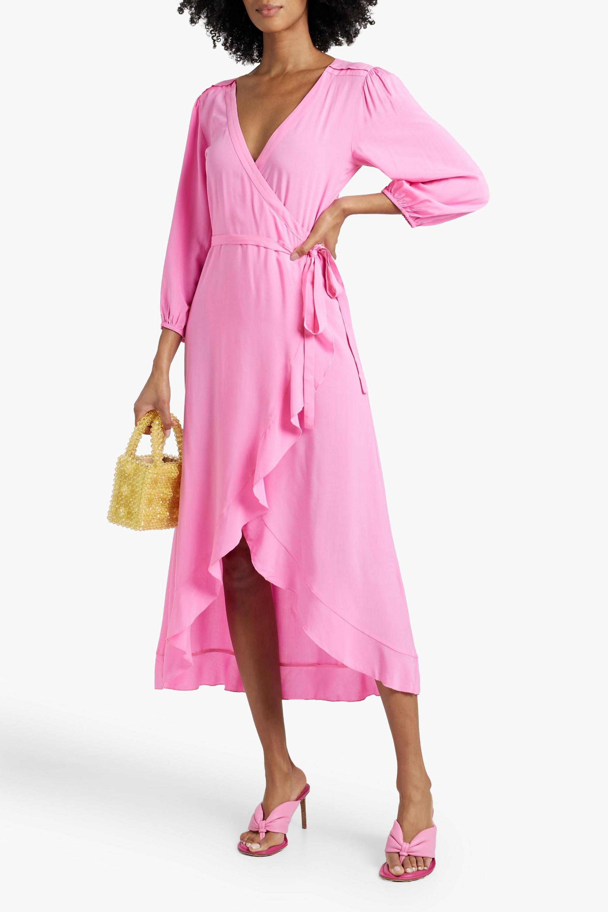 Melissa Odabash Taylor ruffled voile midi wrap dress