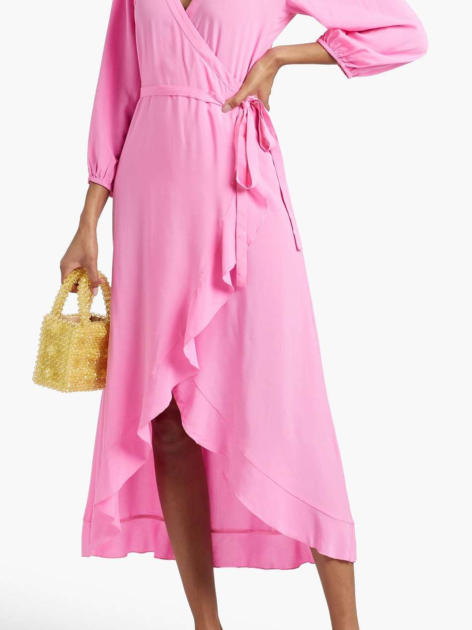 taylor ruffled voile midi wrap dress
