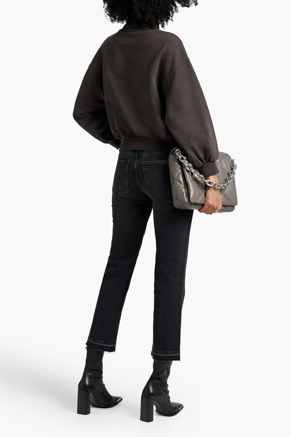 Frame Le High Straight Cropped High-rise Straight-leg Jeans In Black