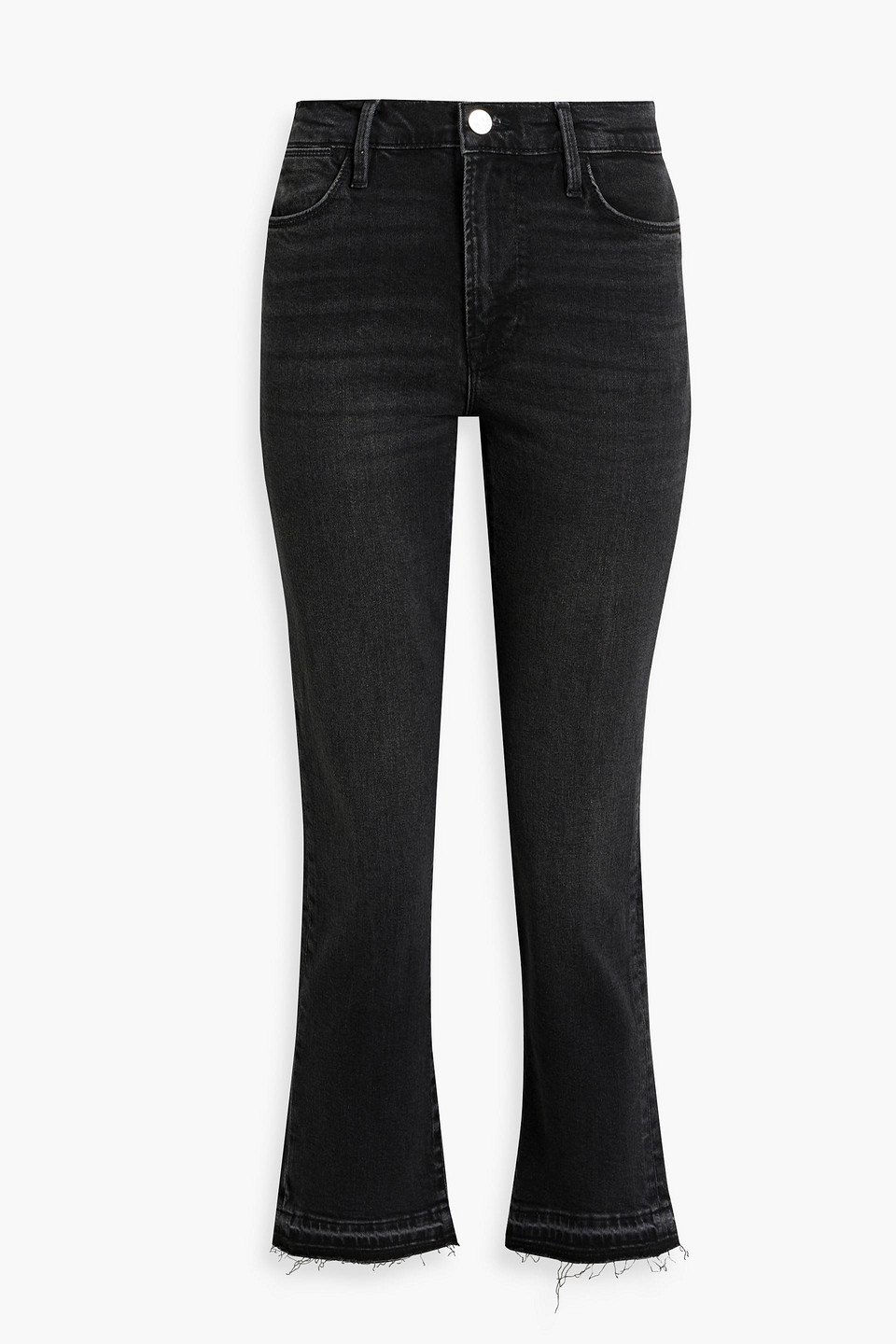 Frame Le High Straight Cropped High-rise Straight-leg Jeans In Black