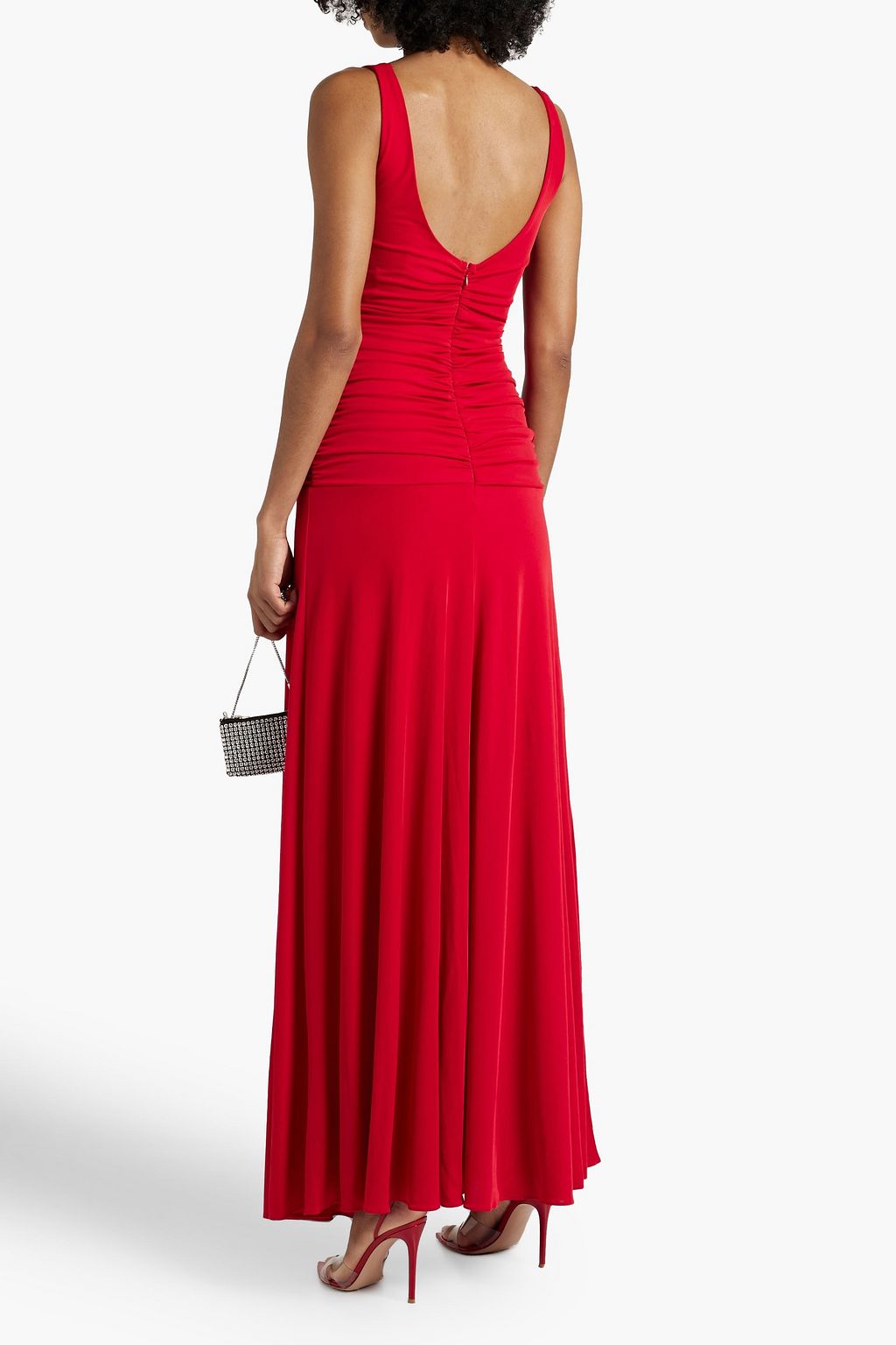 ZAC POSEN Cutout ruched stretch-jersey gown