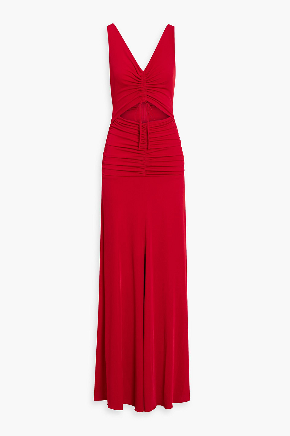 Cutout ruched stretch-jersey gown