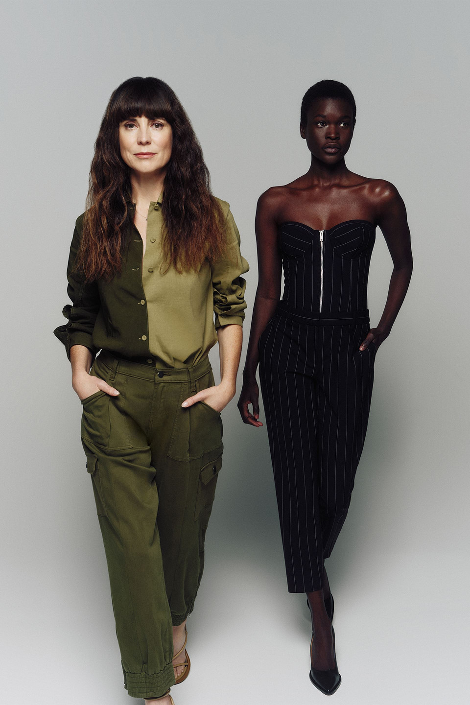 E.L.V. DENIM X THE OUTNET THE STRAPLESS PINSTRIPED WOOL-BLEND JUMPSUIT