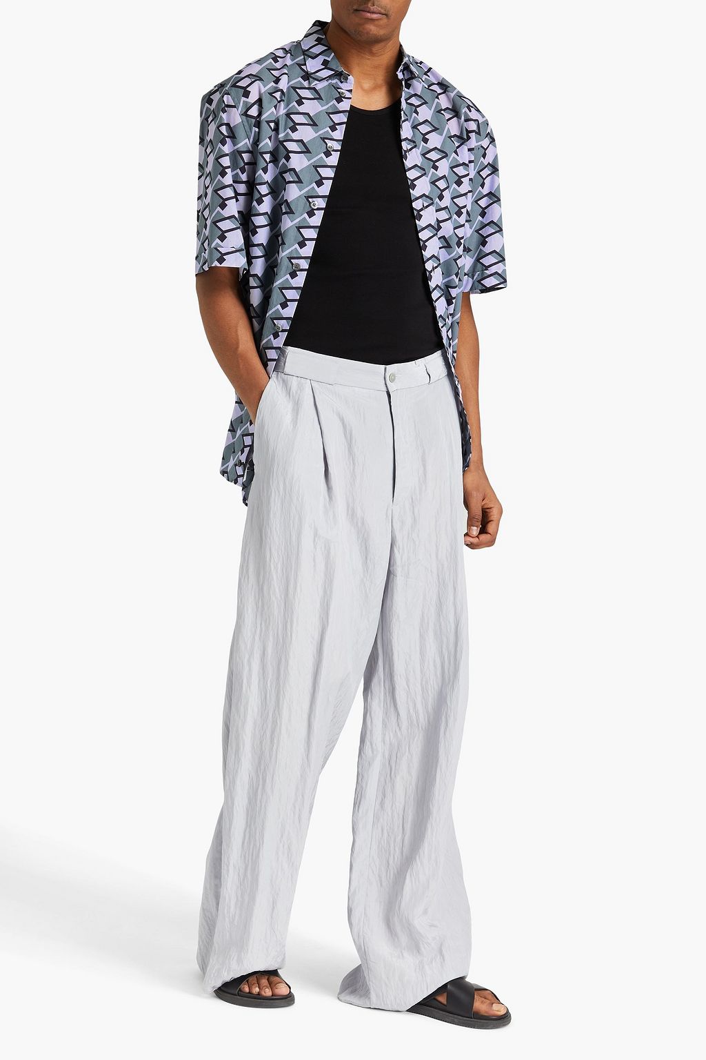 EMPORIO ARMANI Printed cotton-mousseline shirt