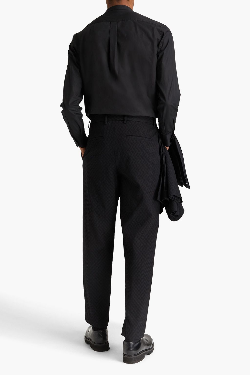 EMPORIO ARMANI Schmal zulaufende Anzughose aus Jacquard aus einer Baumwollmischung