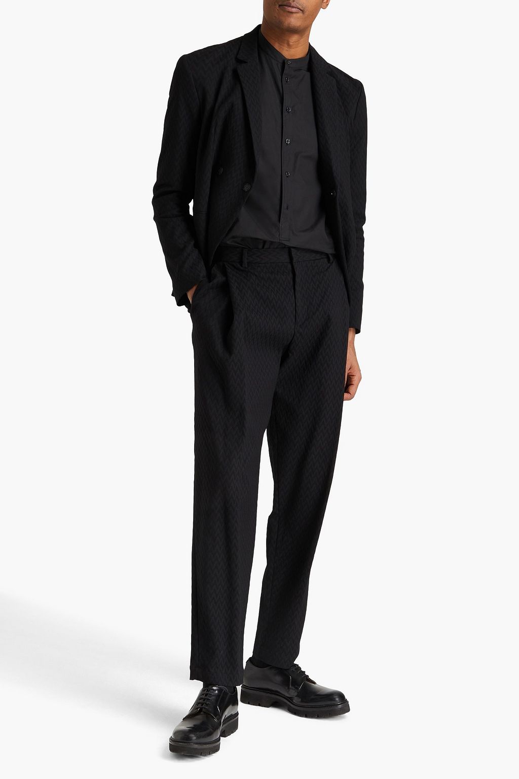 EMPORIO ARMANI Schmal zulaufende Anzughose aus Jacquard aus einer Baumwollmischung
