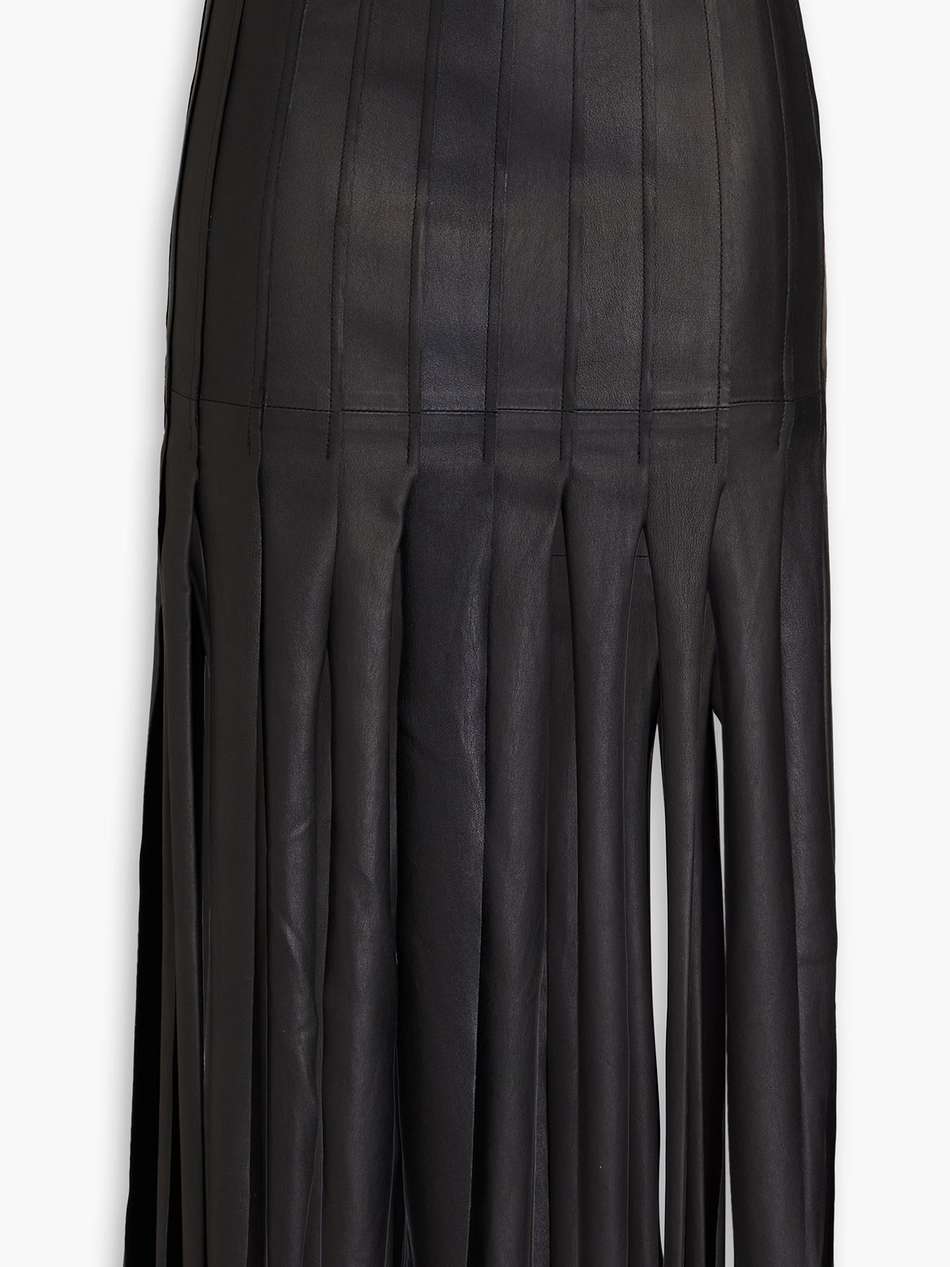 the gladiator fringed leather midi skirt
