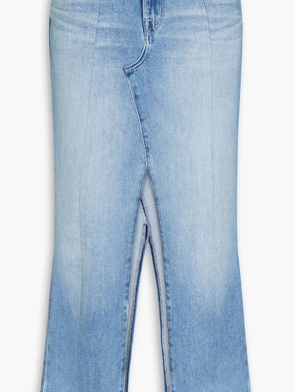 the reworked frayed denim midi skirt