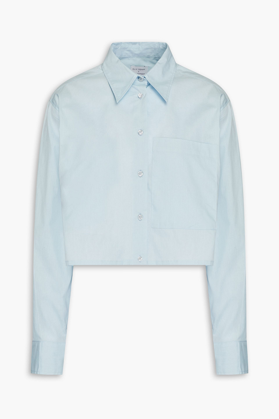 E.l.v. Denim X The Outnet The Cropped Cotton-poplin Shirt In Sky Blue