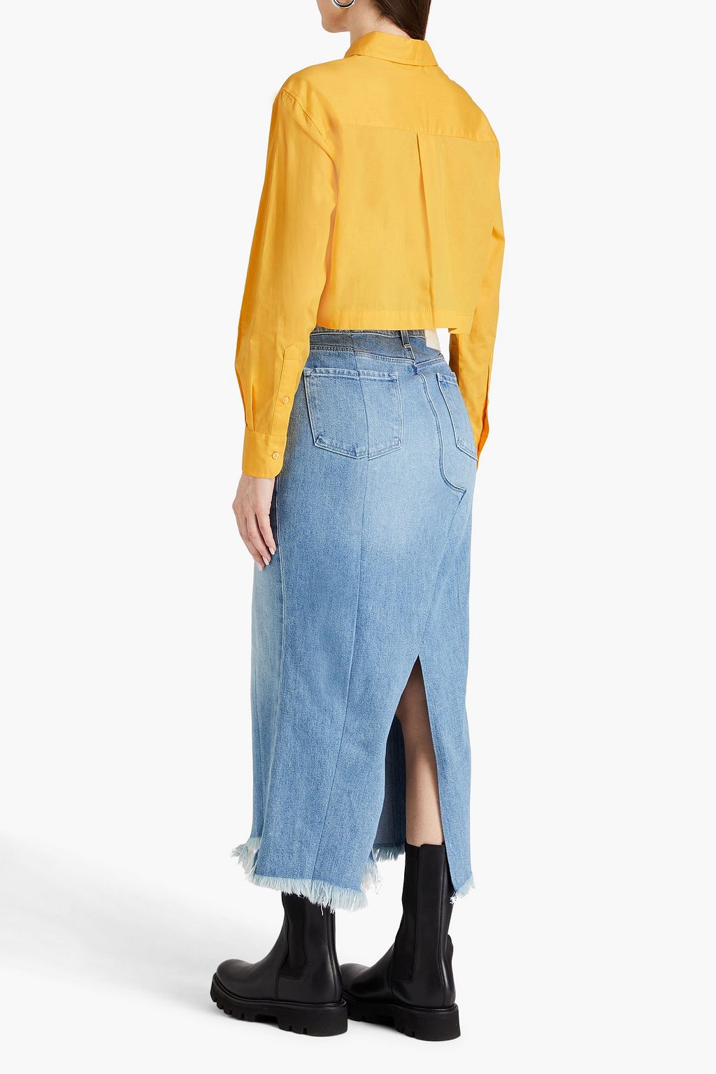 E.L.V. DENIM X THE OUTNET قميص “ذي” قصير مصنوع من قطن بوبلين