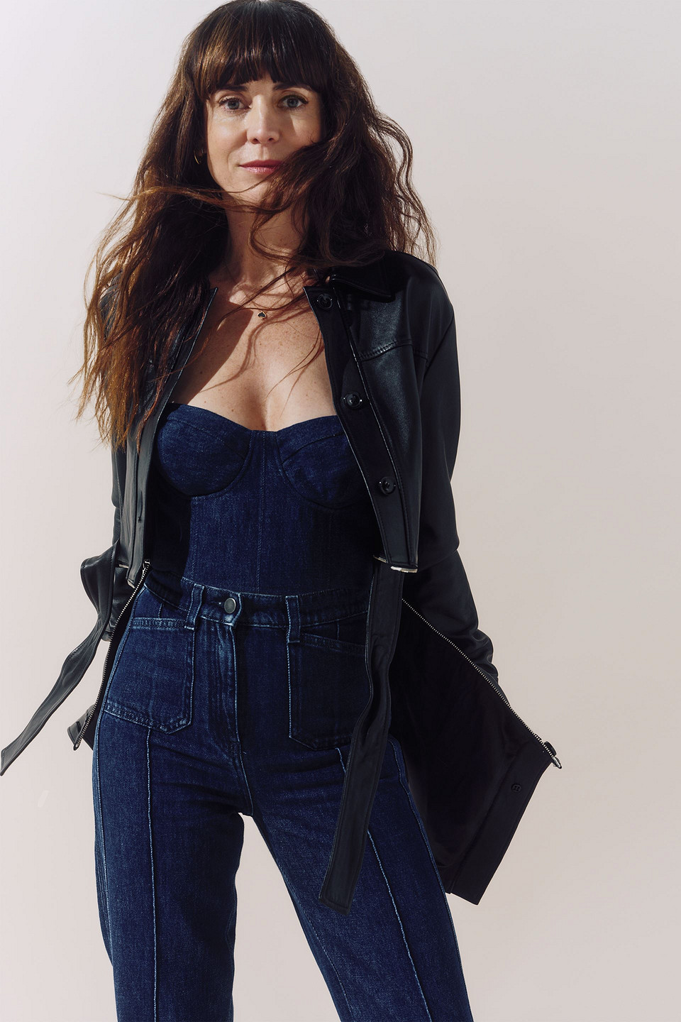 Shop E.l.v. Denim X The Outnet The Modular Convertible Leather Jacket In Black