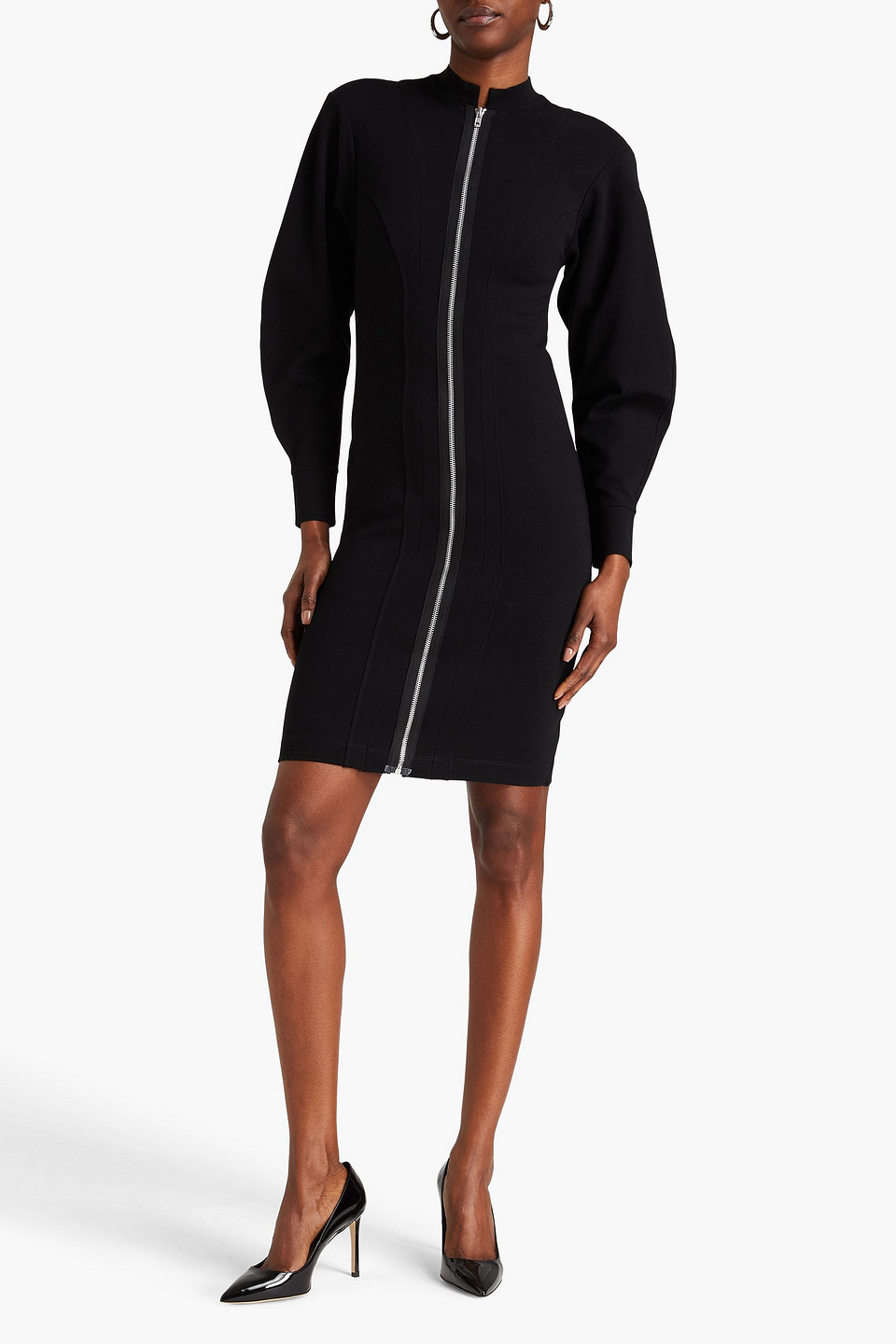 Shop E.l.v. Denim X The Outnet The Zip Scuba Mini Dress In Black