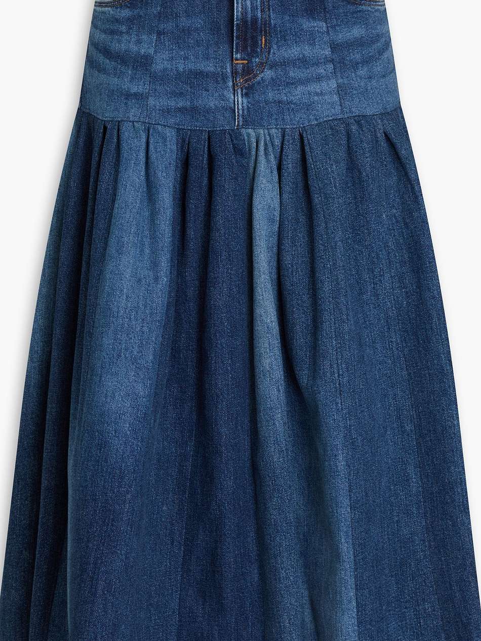 the drop waist denim midi skirt