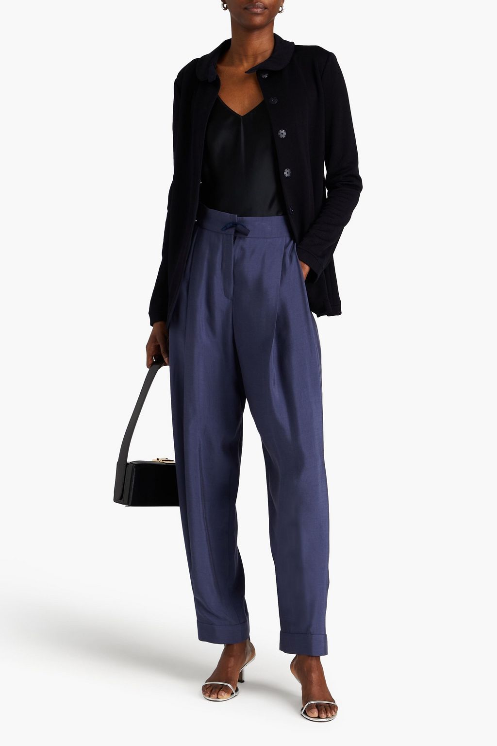 EMPORIO ARMANI Washed curpo and modal-blend tapered pants