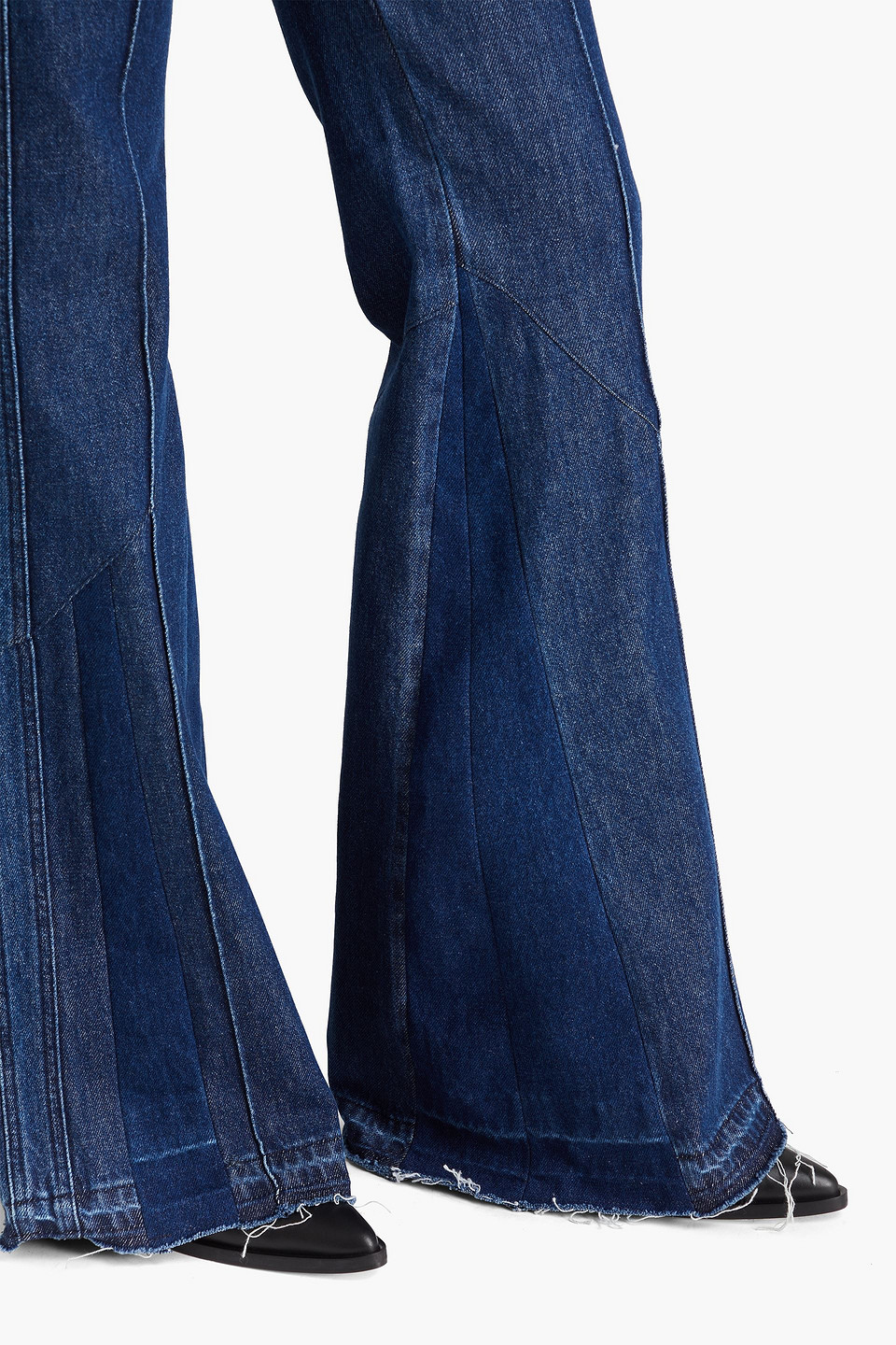 Shop E.l.v. Denim X The Outnet The 1970s High-rise Flared Jeans In Mid Denim