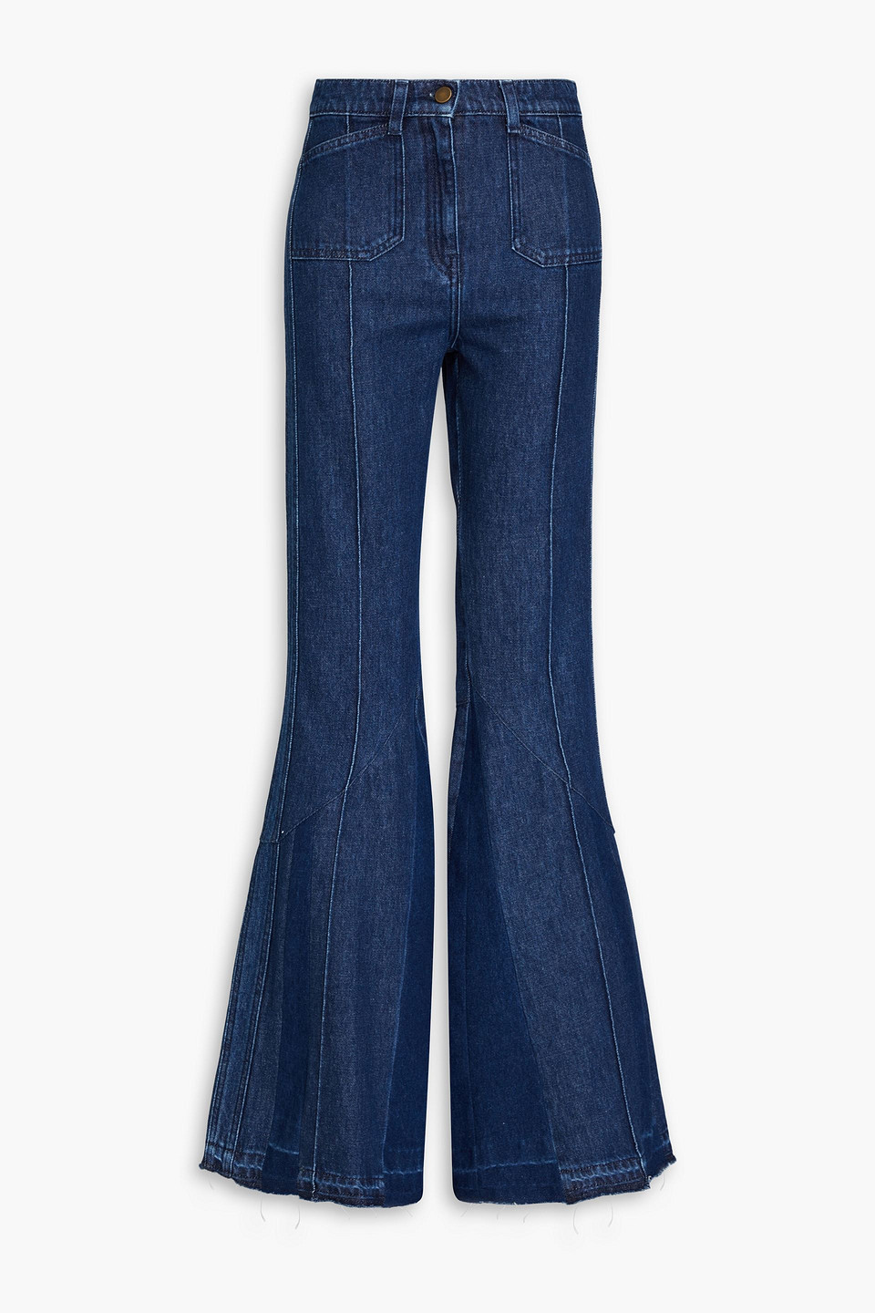 E.l.v. Denim X The Outnet The 1970s High-rise Flared Jeans In Mid Denim