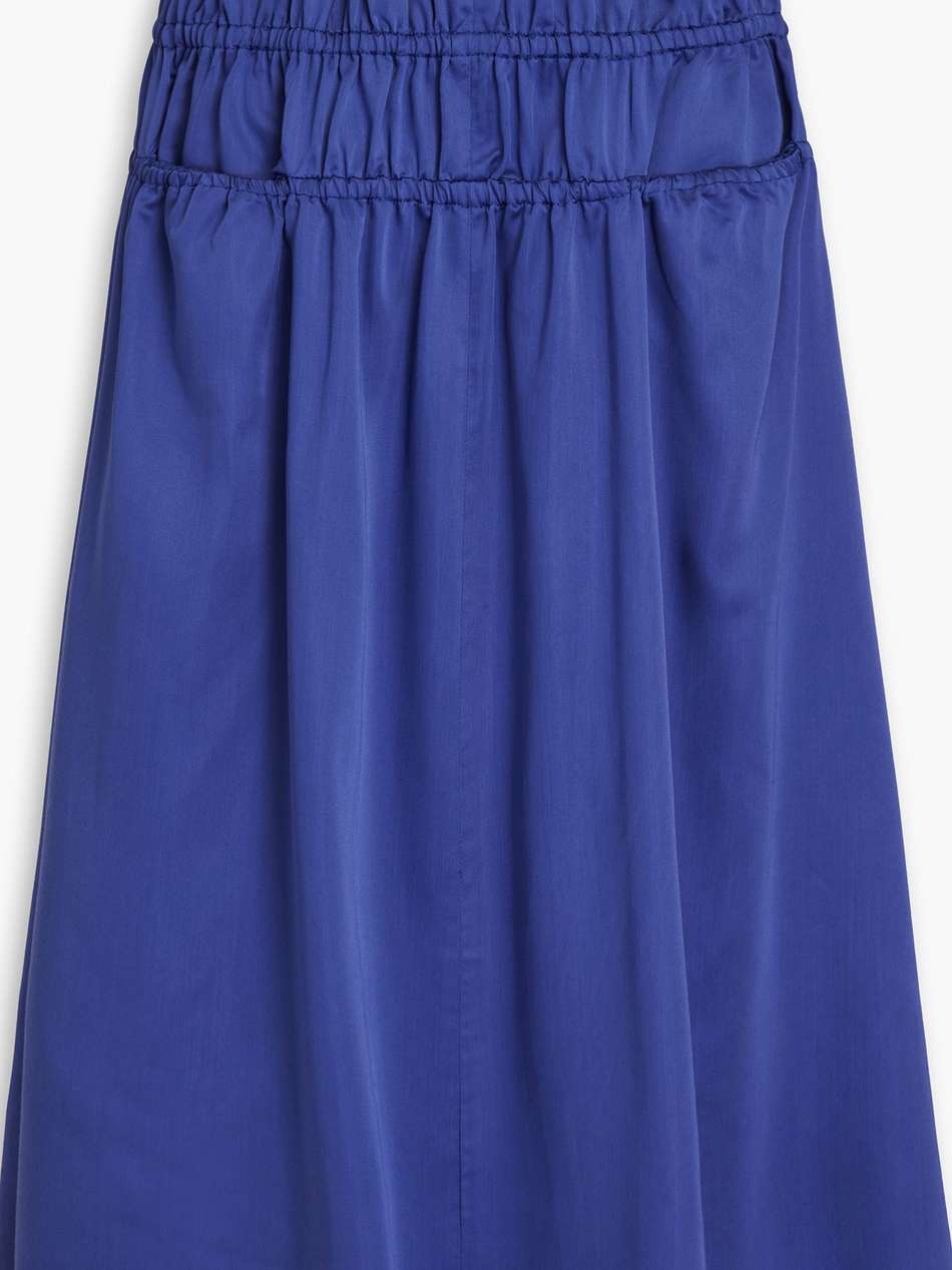 the shirred lyocell-blend twill midi skirt