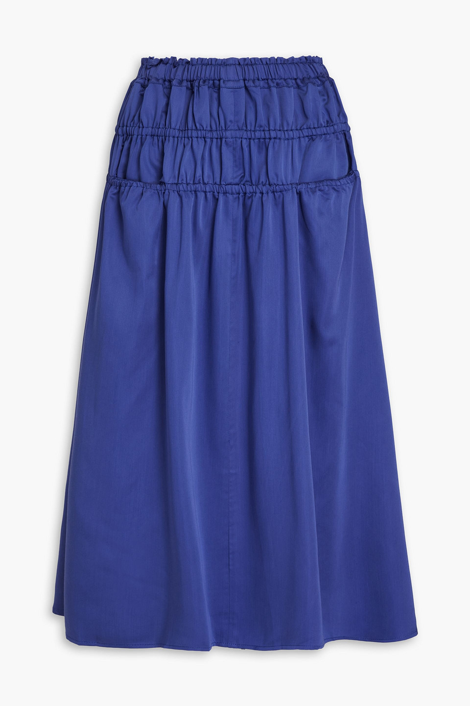 The Shirred Lyocell-blend twill midi skirt