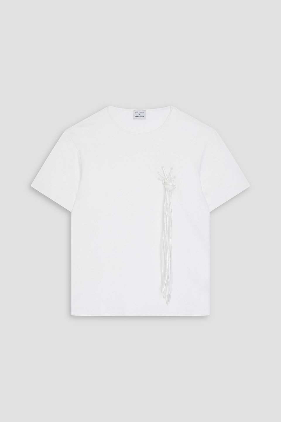 E.l.v. Denim X The Outnet The Eyelet Embellished Cotton-jersey T-shirt In White