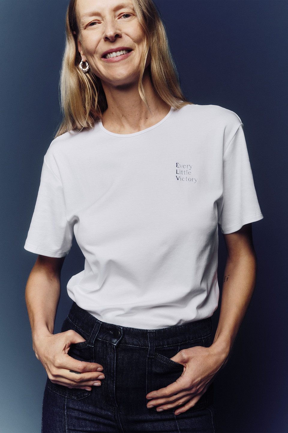 Shop E.l.v. Denim X The Outnet The Every Little Victory Embroidered Cotton-jersey T-shirt In White