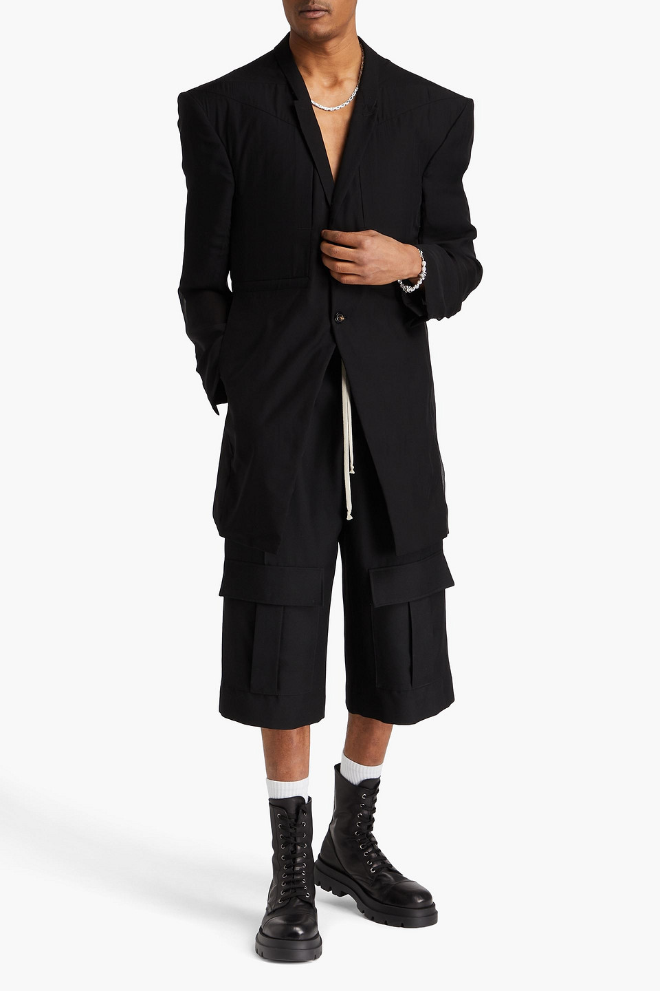 RICK OWENS SILK-CHIFFON COAT