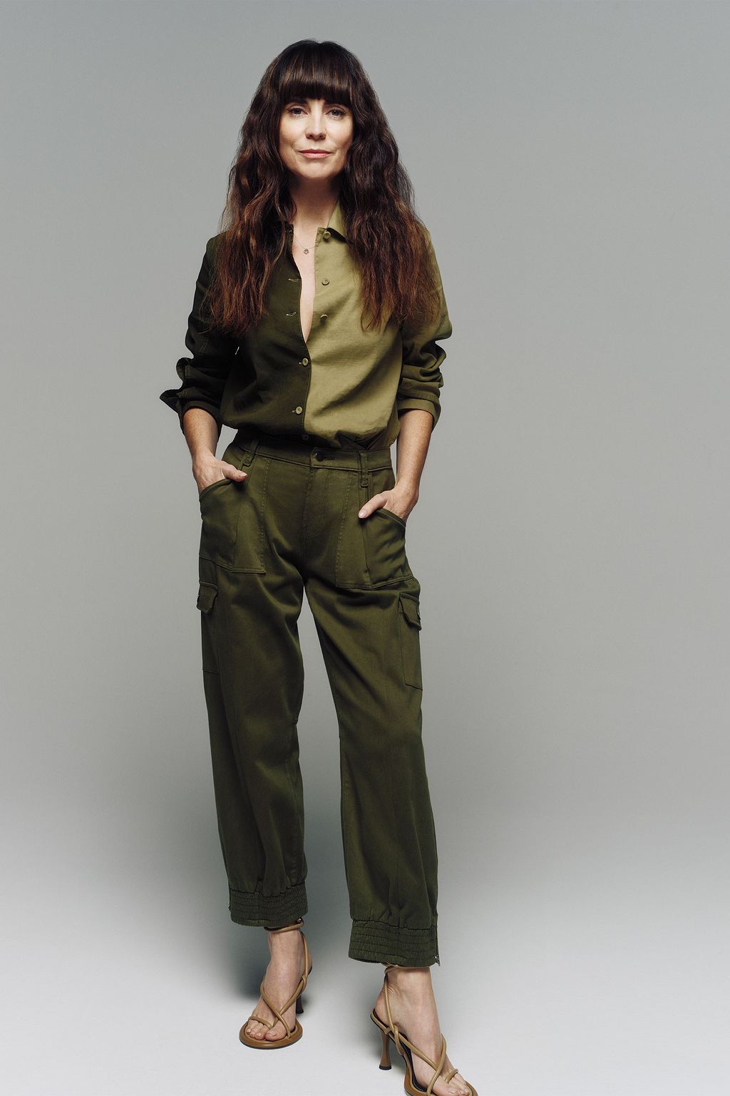 E.L.V. DENIM X THE OUTNET 슬릿 디테일 투톤 리넨 혼방 셔츠