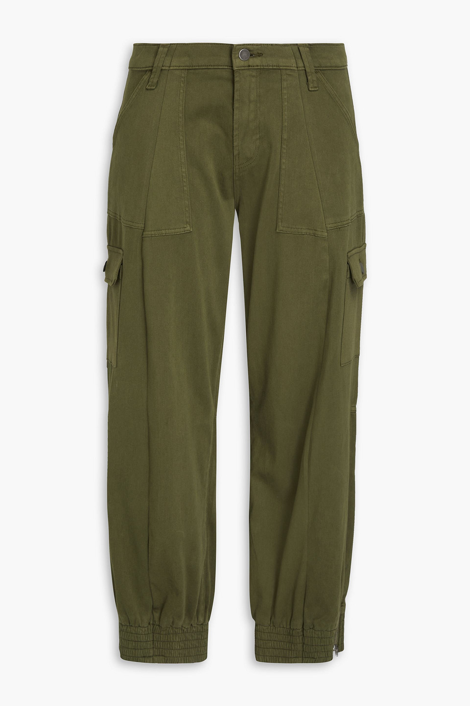 E.l.v. Denim X The Outnet The Cargo Cropped Cotton-blend Pants In Army Green