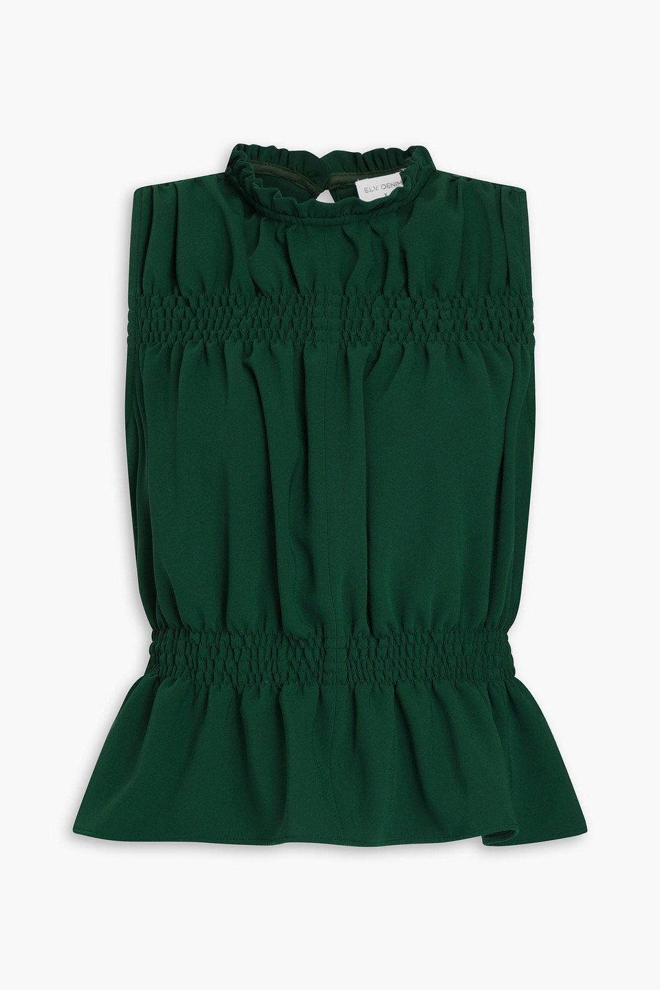 E.l.v. Denim X The Outnet The Shirred Twill Top In Emerald