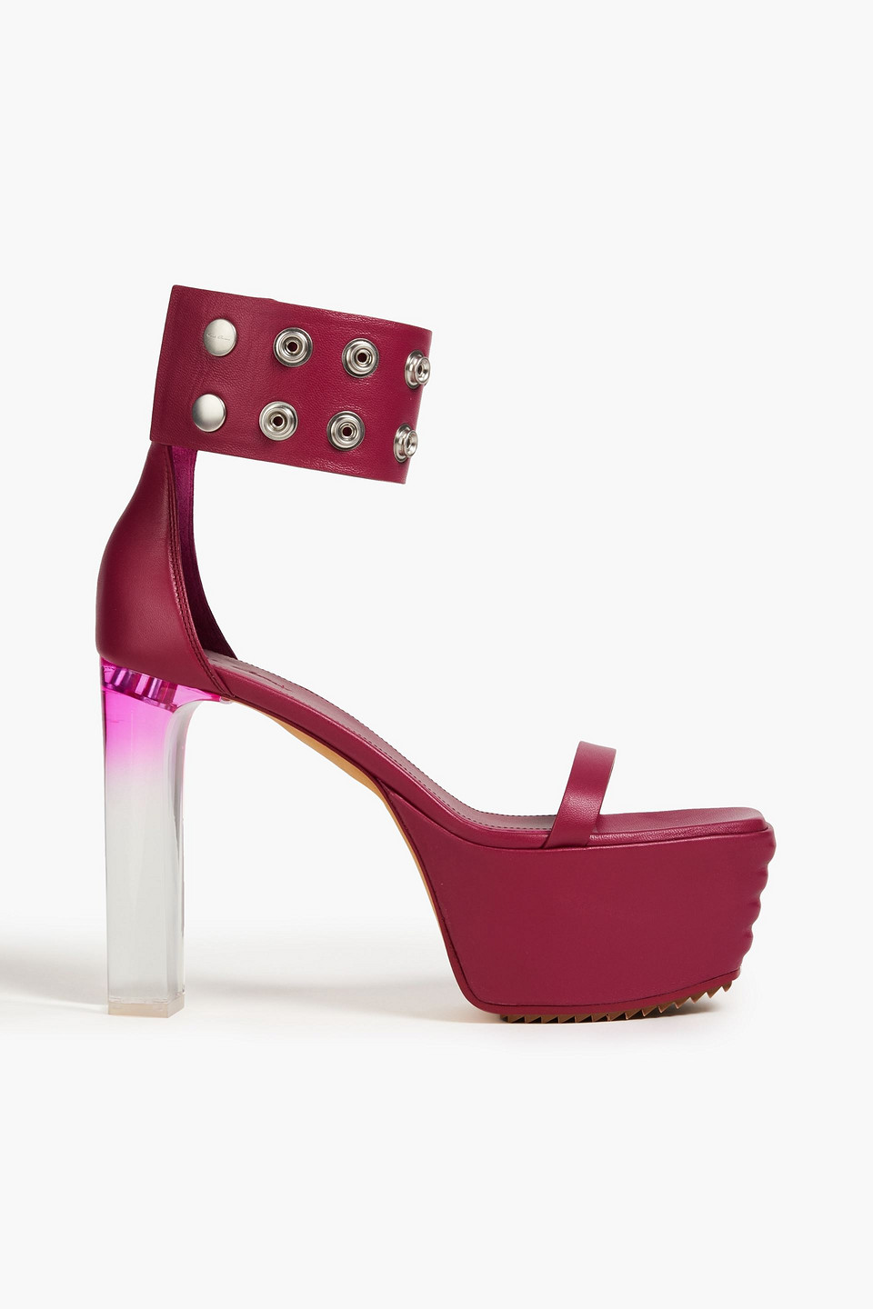 Rick Owens Embellished Leather Platform Sandals In Plum